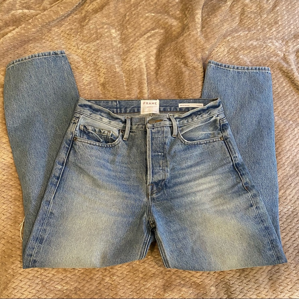 Frame Denim Medium Light Wash Straight Leg Jeans